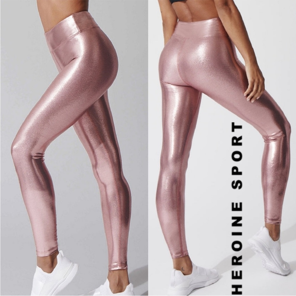 SOLD OUT Heroine Sport Marvel Leggings in Rose Gold Glitter Metallic sparkle XS